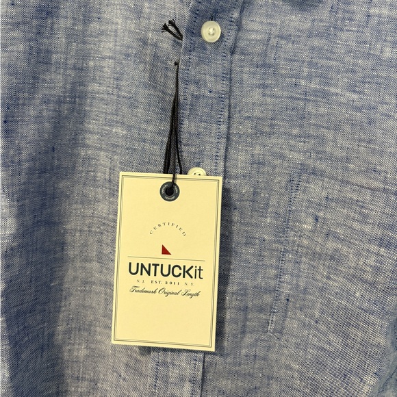UNTUCKit Cameron Linen Slim Fit Short Sleeve Button Up Shirt Size Medium - Picture 5 of 11
